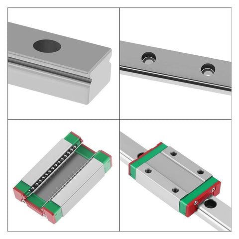 Close-up of 15mm Linear Rail Set with Heavy-Load or Light-Load Carriage Blocks, 100 to 580mm lengths, hardened steel ball bearing sliding