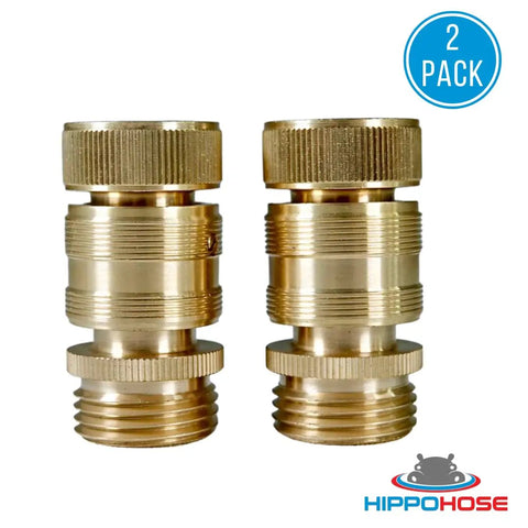 Leak-Free Three-Quarter Inch Snap-On Garden Hose Fittings 2 Pack, Solid Brass Quick-Connect Adapters front view