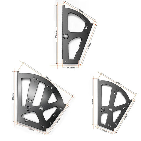 Heavy Duty Stainless Steel Furniture Hinges For Drawers And Cabinets Foldable Self Installing Shoe Rack Hardware shown from multiple angles with measurements.