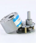Top Notch 37mm Eccentric Shaft All Metal Gearbox For DC Motors With 2 And 3 Millimeter And 3.175mm Connection Options showing metal construction and gear layout.