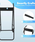Front view of Outboard Boat Motor Stand On Wheels Heavy Duty Steel Engine Cart with ergonomic handle and hanging plate.