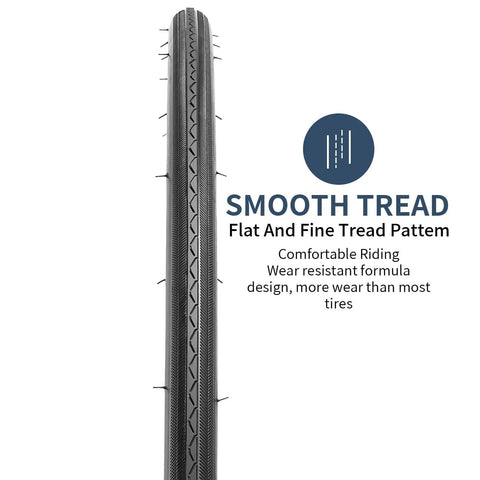 Close-up of Two Pack 700C Road Bike Tire with Urban Tread Pattern for 700X25C to 700X26C, Ideal for City Commuting