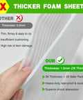 Ultra Thick Foam Sheets 110 Pack 12 By 12 Inch Flat Cushions hand comparing 0.5mm and 1.5mm thicknesses on image