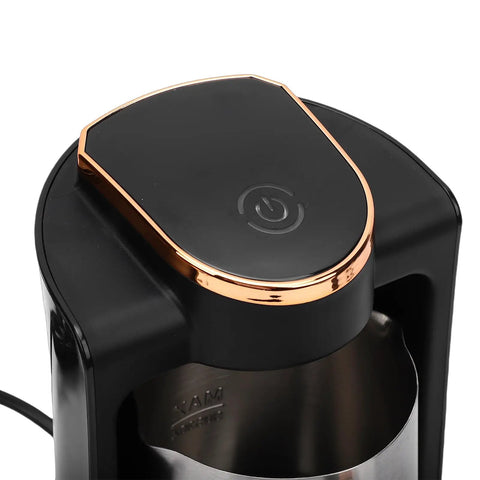 Top view of Portable Turkish Coffee Maker Stainless Steel 550W 250Ml Single Cup For Home Office Travel With US Plug 110V Fast Heating
