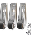 Heavy Duty Vertical Track Roller Wheels Anti Sag Gate Support Casters With Sealed Bearings and Non Marking Tread, silver metal, black wheels, durable design.