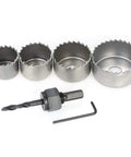Kick Butt Carbon Steel Hole Saw Set With 3 And 6 Pieces For Installing Door Locks Drilling Wood Tile Wall Glass Like A Pro On Heavy Duty Metal Spherical Cutting Tools That Rock Hard And Feel Amazing. 4 carbon steel hole saws, arbor and hex key