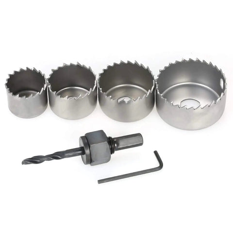 Kick Butt Carbon Steel Hole Saw Set With 3 And 6 Pieces For Installing Door Locks Drilling Wood Tile Wall Glass Like A Pro On Heavy Duty Metal Spherical Cutting Tools That Rock Hard And Feel Amazing. 4 carbon steel hole saws, arbor and hex key