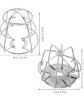 Set Of Four Stainless Steel Fire Sprinkler Cage Guards For Half Inch Heads Heavy Duty Anti Collision Shields Rock Solid Construction No Mess Setup Keeps Your Building Code Essentials Running Tight. Two steel sprinkler guards shown from different angles, sizes 8cm and 6.2cm.