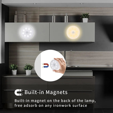 Motion Sensor Night Light Six Pack No Fuss Rechargeable LED Closet Lights 16 LEDs Per Light Wireless Activated Easy Install