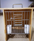 90 degree folding pull handle on a wooden crate, showcasing 304 stainless steel folding handle with ergonomic slim foldable design