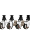 Pack Of Four 1.5 Inch Stainless Steel Stem Casters For Furniture And Racks With Silent Brakes, Beefy Universal Square Tube Wheels