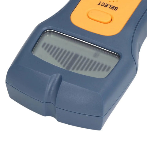 FTVOGUE Wall Scanner Sound Graphic Alarm Depth Position Detection Stud Finder, top view, with display screen and orange buttons.