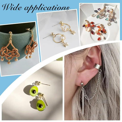 304 Stainless Steel Earring Posts 20 Pairs Flat Back Stud Posts With Loop Ball Ear Pins And Butterfly Backs For DIY Jewelry Making Size About 16Mm Long 7Mm Wide 2Mm Hole, shown in DIY earrings