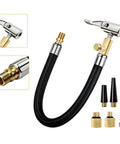 Sick Car Tire Inflator Hose Pump Adapter With Brass Universal External Threads Fits Bikes Electric Rides And Cars Durable Reinforced Rubber Braided Featuring Twist Lock Chuck Design Keeps Air Pressure Locked In Solid Build No Hassle black braided hose with brass fittings