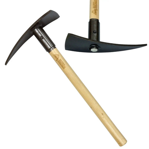 24-Inch Hickory Handle Extreme Gold Pick With One Super Magnet for treasure hunting and metal detecting, heavy-duty prospecting tool