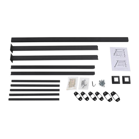 Hella Durable 4 Step Steel Stair Railing With Side Fence Panel Rust Resistant Indoor Outdoor Handrail assembly parts and installation guide