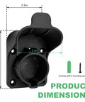 Tough As Nails Ev Charger Holder For SAE J1772 Plugs showing dimensions 2.6in x 2.9in x 4.7in with mounting screws.