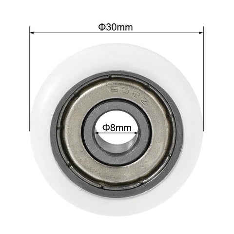 Ball Bearing Guide Pulley Roller Round Wheel 8x30x8.5mm Dual Shielded GCr15 Chrome Steel Bearings front view