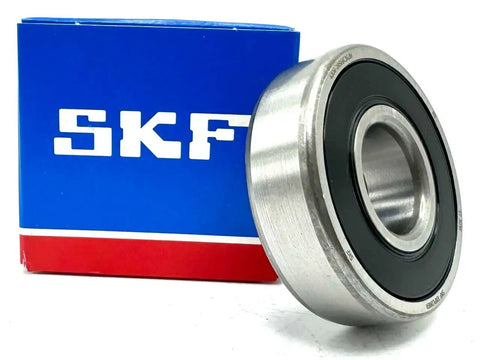 Heavy Duty Deep Groove Ball Bearing With Double Rubber Seals Built Tough For Smokin Hot Environments Rock Solid Single Row Engineering Parts 6304 Size 20 Millimeter By 52 Millimeter By 15 Millimeter Precision Ground Inner Raceways next to SKF packaging.