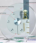 Top view of Glass Lazy Susan Turntable For Kitchen And Dining Table Featuring A Smooth Operator Spin with detailed parts.