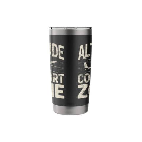 Glider Pilot Insulated Stainless Steel Tumbler For Soaring Club Members And Sailplane Fans, black, side view of design.