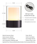 2 Pack 4 Inch LED Mini Cordless Table Lamp Touch Activated Night Light Waterproof Battery Powered Rechargeable Portable Light For Outdoor Dining Camping Nursery Baby Bar Party Black, showing dimensions and USB cable