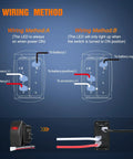 Marine Rocker Switch LED Light Bar 3 Pin With Red Backlit, SPST On Off Switch, wiring diagram for boat accessory and battery connections