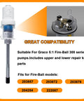 Air Motor Repair Kit 238286 Replacement For 5 To 1 Fire Ball 300 Pumps Upper And Lower Repair Parts, displayed with compatibility info.