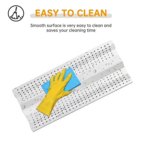 Heavy Duty Thick 9Mm Stainless Steel Cooking Grates Four Pack Heat Plates Flame Tamers For Blaze Grill Replacements being cleaned with a sponge.