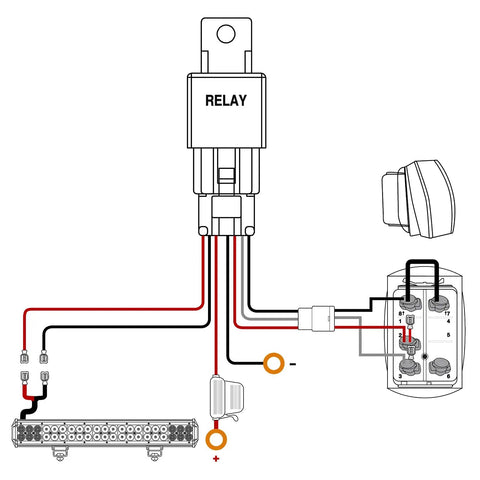 Wiring diagram for 5 pin rocker switch in 20 Inch LED Light Bar 126W Off Road Spotlight Flood Combo For 12V Rigs Kit Model ZH082
