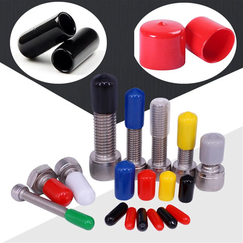 All Purpose Plastic Cap Thread Rubber Stopper Kit With Dope Decorative Covers And O Ring Assortment For Screws Rods Pipes Hangers Wires Fishing Gear DIY Projects And More, colored caps on bolts