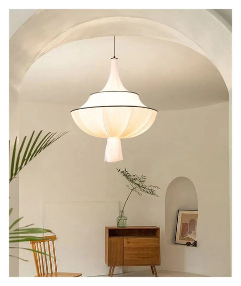 Nordic Retro Cloth E27 Pendant Lights for Living Dining Room Chandeliers Home Lighting Bedroom Hanging Light Fixtures,Art in a cozy interior setting