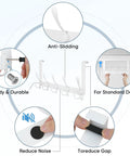TICONN over-the-door coat rack, 5 white metal hooks for standard doors, anti-sliding design.