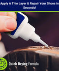 Applying Professional Grade Shoe Glue For All Footwear Repairs Waterproof And Quick Drying Clear Formula on shoe sole