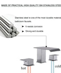 2 Handle Deck Mount Roman Tub Faucet Set In Brushed Nickel with high flow dual control and durable stainless steel diagram