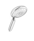 Handheld Shower Head With Four Spray Modes Drench Power Wash Sensitive And Aqua Toggle 2.5 GPM Polished Chrome side view