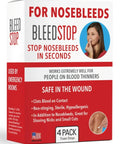 BleedStop Nosebleed Strips box, 4-pack foam inserts, red and white packaging (front view)