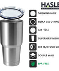 Hardcore 30oz Stainless Steel Tumbler Featuring Double Wall Vacuum Insulation That Keeps Your Drink Frosty Or Piping Hot Through Any Hustle A Tough Grab And Go Travel Coffee Mug Built To Handle Daily Grind With Matte Finish, showcasing the lid features.