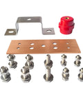 Premium Copper Ground Bus Bar Kit 6x1.96x0.11 Inches With 8 Terminal Positions And SM40 Insulators, C12200 copper bus bar kit with mounting hardware