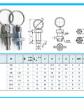 Heavy Duty M8x45 Tie Ring Spring Plunger Pins For Gym Setup And Shop Projects Built Sick With Hella Corrosion Resistance, technical drawing.