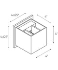 Technical drawing of Dope 4 Inch Square LED Wall Sconce for Indoor and Outdoor Use Directional Modern Design with dimensions.