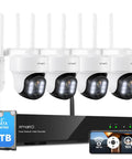 10X Zoom Mesh WiFi 6 PTZ AI Tracking Security Camera System With 4 Cameras 2K Dual Lens Kit, 10 Channel 4K NVR Expandable 1TB HDD