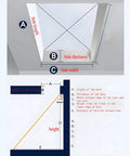 Diagram illustrating installation measurements for The Heavy Duty Electric Attic Ladder With Hinged Telescoping Folding Steps Top Shelf Roof Access Hatch Kit.