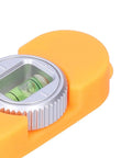 Close-up of Jauarta Stud Finder with Builtin Level Gauge, Compact Design (Orange) showing level vial and orange body.