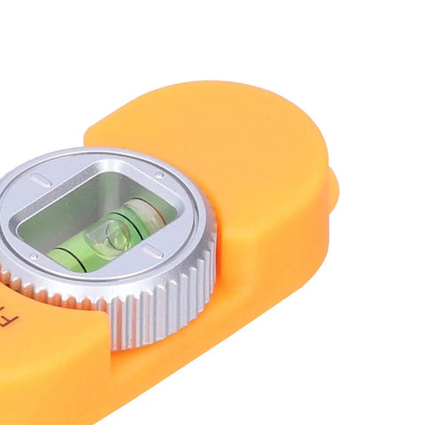 Close-up of Jauarta Stud Finder with Builtin Level Gauge, Compact Design (Orange) showing level vial and orange body.