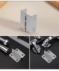 8 Pack Stainless Steel Folding Bifold Butt Hinges With Four Hole Four Fold Design for Cabinet Doors displayed on surfaces