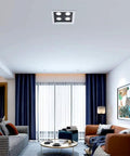 Top Notch Ultra Slim Canless LED Recessed Downlight Set Of Six Adjustable Gimbal Bullseye Spotlight in modern living room setting.