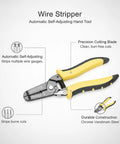 This awesome Self-Adjusting Wire Stripper And Cutter Is A Total Game Changer For Any Electrician Or Diy Pro, 7-inch chrome vanadium steel tool.