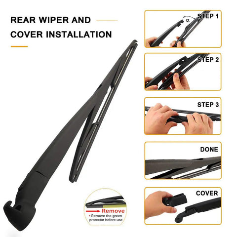 Installation steps for Badass Off Road Rear Wiper Arm And Blade Kit For Jeep Wrangler JK 2007 2017 with clear instructions.