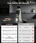 Heavy Duty 64mm Flat Burr Coffee Grinder With 100 Precision Settings For Electric Espresso Beans Single Dose Anti Static Shell All Metal Stainless Steel Chassis Ultra Quiet Gear engineered with silicone bellows.